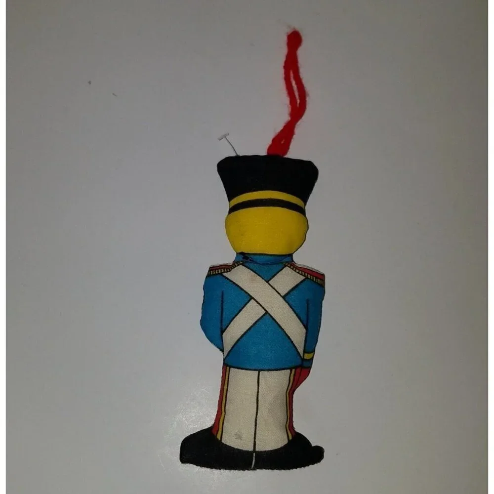 VTG Fabric Christmas Ornament Lot Soldier Jack in Box Block Duck Handmade AS IS